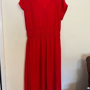 London Times Vibrant Red Midi Dress